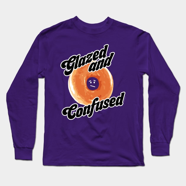 Glazed and Confused - funny vintage 70s donut design Long Sleeve T-Shirt by eBrushDesign